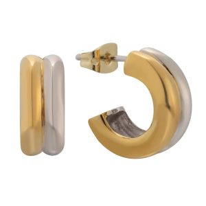 E04058K 925 Sterling Silver Two Tone Earring